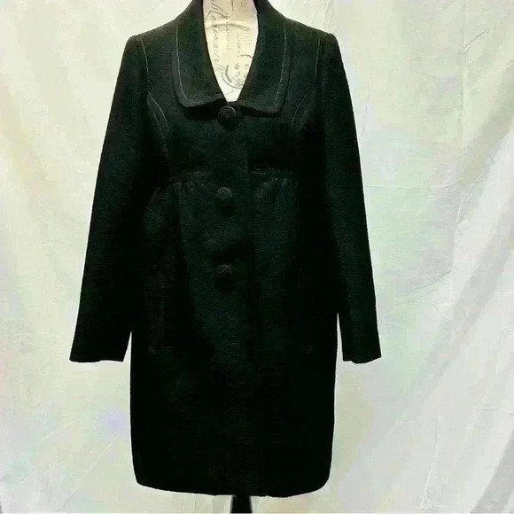 Max Studio Black Winter Coat Empire Waist Size 10 - Picture 3 of 11
